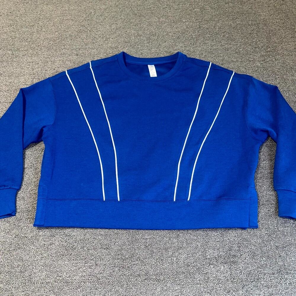 SoLa Studio Scuba High Society Crop Crew Sweatshirt Womens Large Blue Pullover - Picture 9 of 9